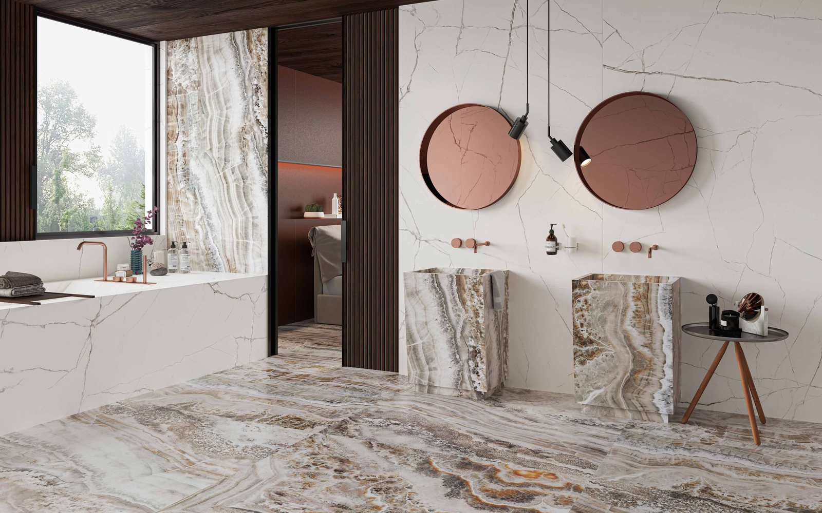 Large porcelain slab bathroom application
