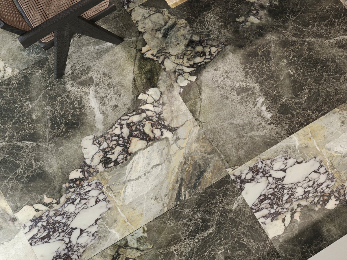 Natural stone-inspired porcelain surfaces for calm, architectural and tactile interiors.