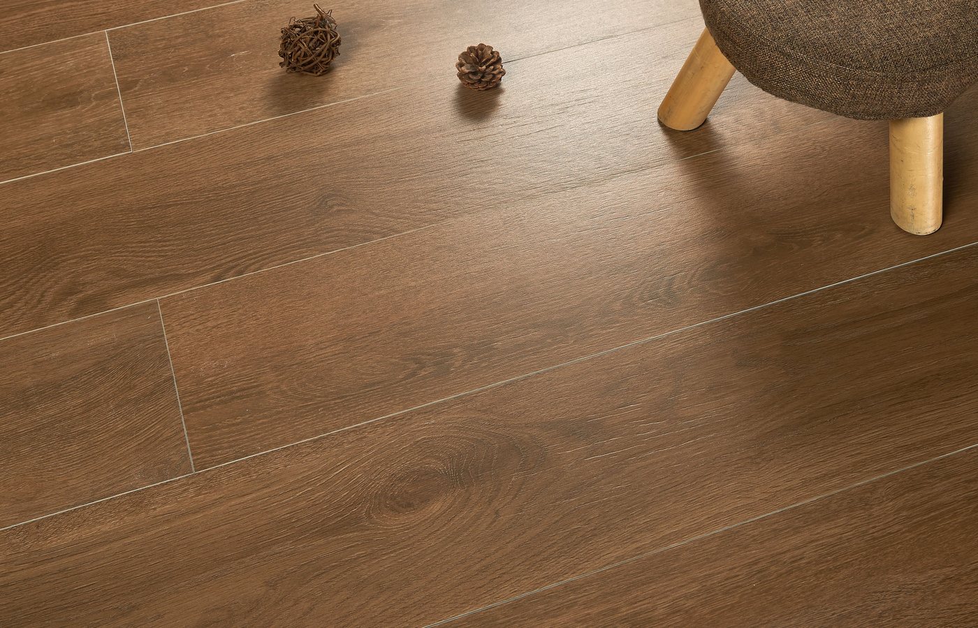 Warm wood grain porcelain surfaces with better water resistance and easier long-term care.